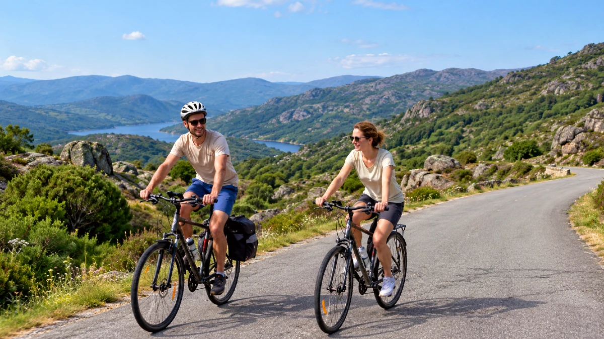 Cyclistes sur la route du portugal