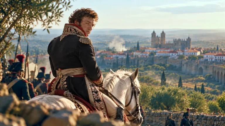 Officier napoléonien face à la cité fortifiée